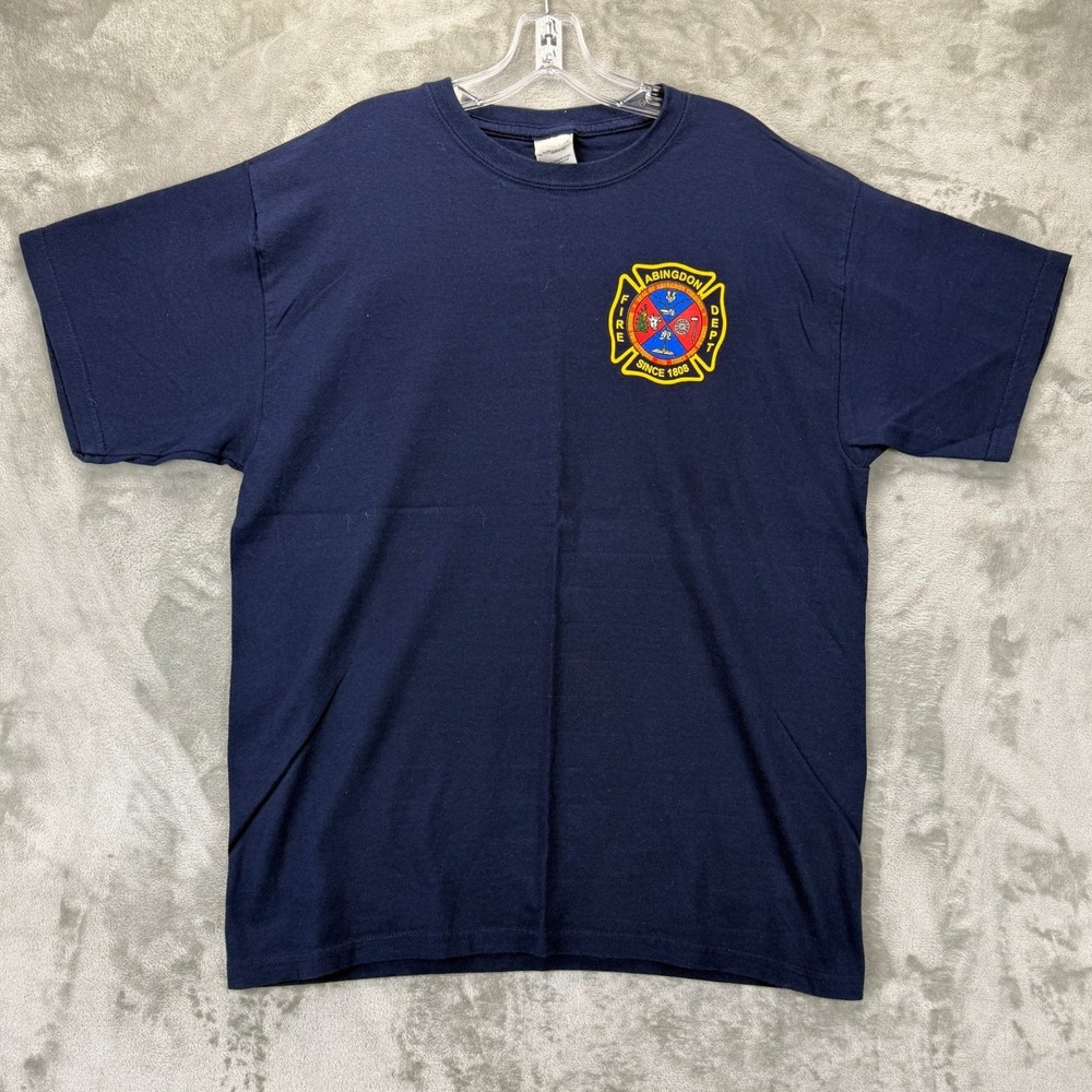 Gildan Abingdon Fire Department T-Shirt‎ Mens Large Navy Blue Graphic Virginia